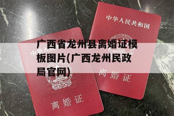 广西省龙州县离婚证模板图片(广西龙州民政局官网)