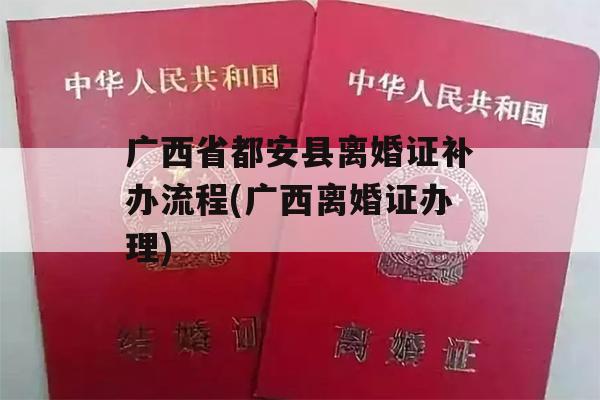 广西省都安县离婚证补办流程(广西离婚证办理)
