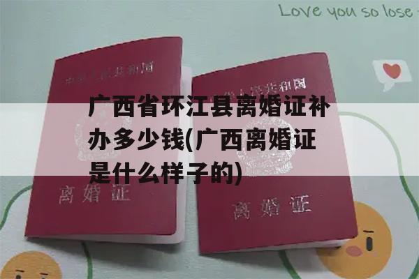 广西省环江县离婚证补办多少钱(广西离婚证是什么样子的)