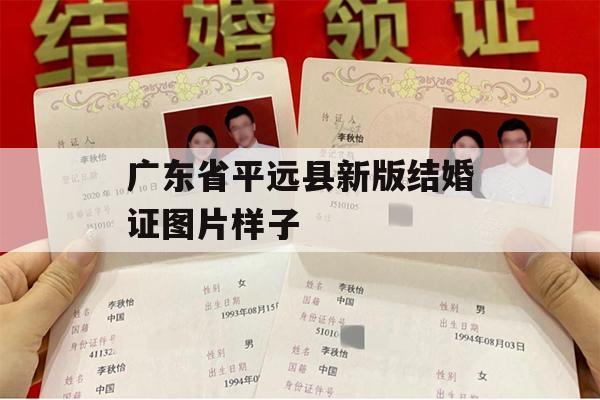 广东省平远县新版结婚证图片样子