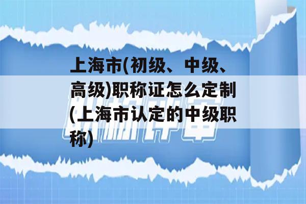 上海市(初级、中级、高级)职称证怎么定制(上海市认定的中级职称)