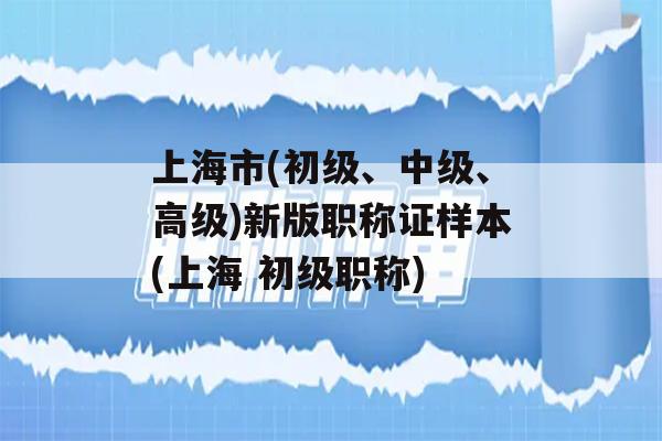 上海市(初级、中级、高级)新版职称证样本(上海 初级职称)